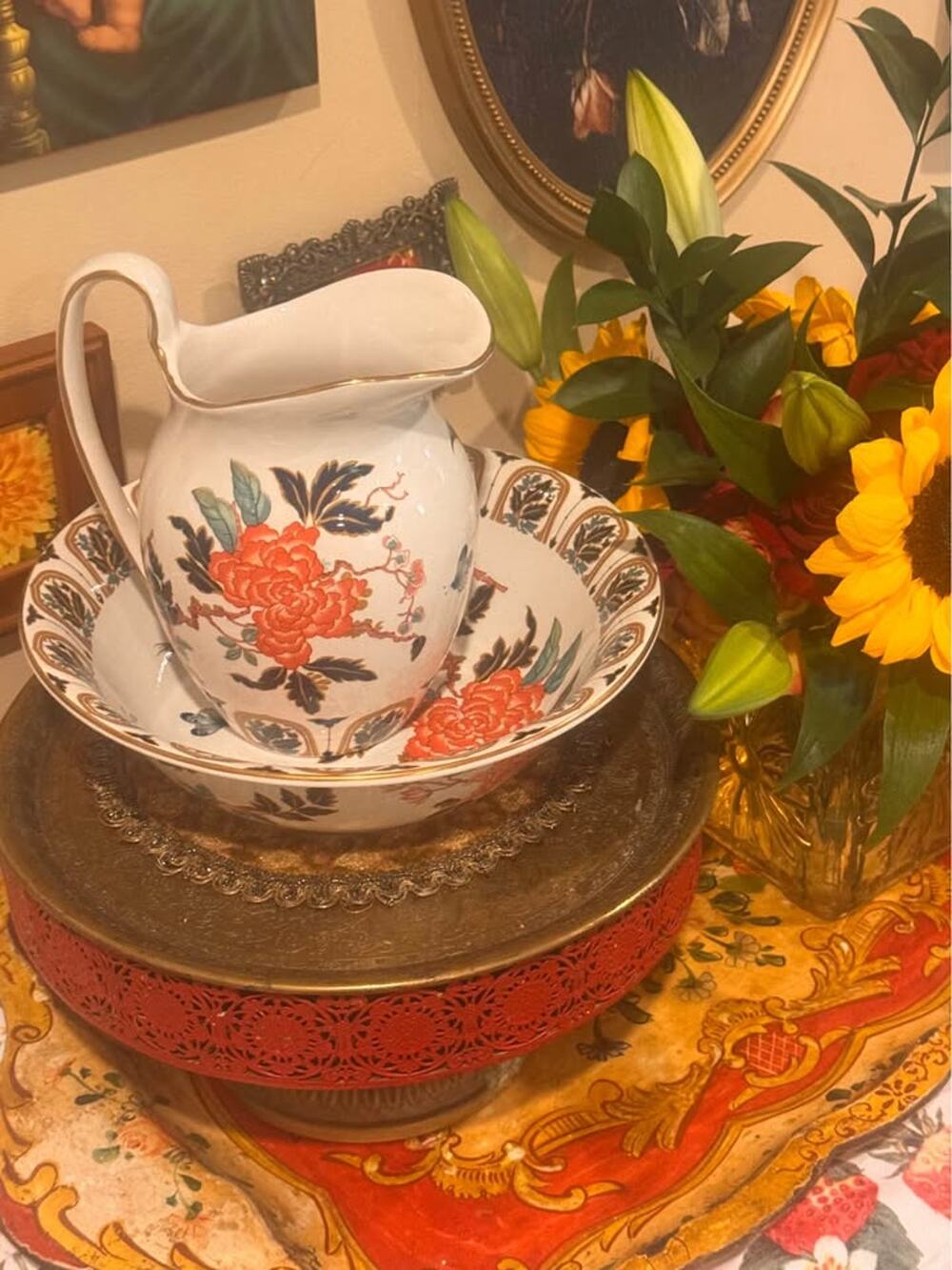 ✨ Vintage Copeland Spode “Old Foley” Wash Basin & Pitcher Set ✨